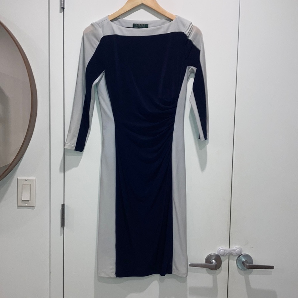 Lauren Ralph Lauren navy and white dress.